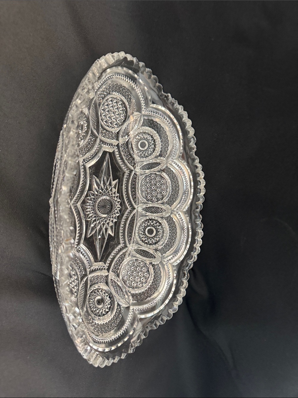 Pressed Glass Serving Tray - Clear Scalloped Edge